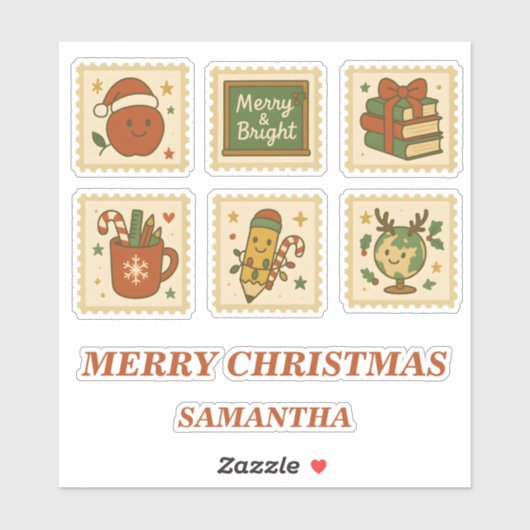 Weihnachtslehrer-Collage Stickers Aufkleber (Blatt)