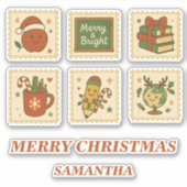Weihnachtslehrer-Collage Stickers Aufkleber (Vorderseite)