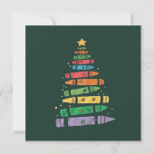 Weihnachtslehrer Crayon Tree Niedliche Weihnachtsb Einladung (Vorderseite)