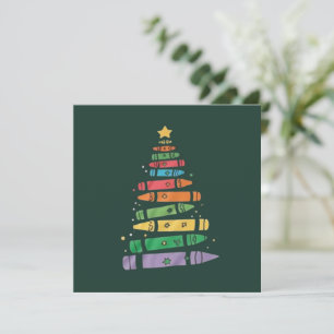 Weihnachtslehrer Crayon Tree Niedliche Weihnachtsb Einladung