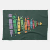 Weihnachtslehrer Crayon Tree Niedliche Weihnachtsb Geschirrtuch (Horizontal)