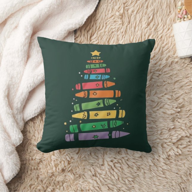 Weihnachtslehrer Crayon Tree Niedliche Weihnachtsb Kissen (Decke)
