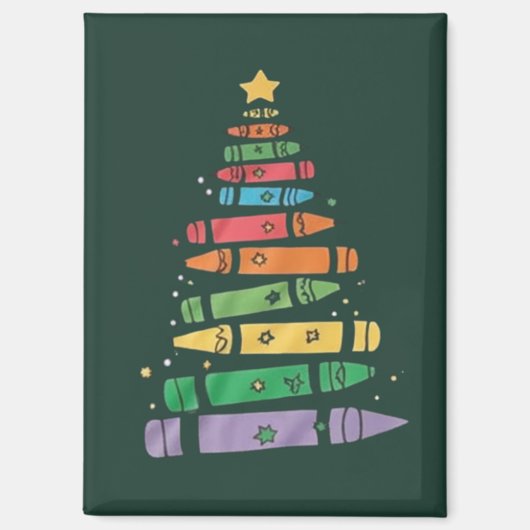 Weihnachtslehrer Crayon Tree Niedliche Weihnachtsb Magnet (Vorderseite)