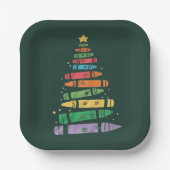 Weihnachtslehrer Crayon Tree Niedliche Weihnachtsb Pappteller (Vorderseite)