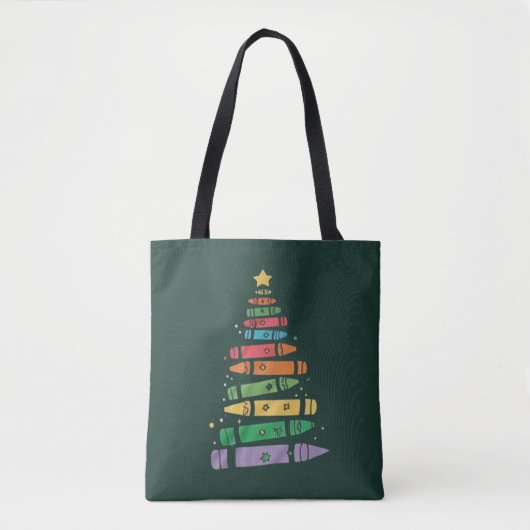 Weihnachtslehrer Crayon Tree Niedliche Weihnachtsb Tasche (Vorderseite)