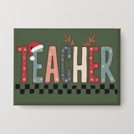 Weihnachtslehrer Geschenk für Lehrer Winterurlaub Button (Vorderseite)