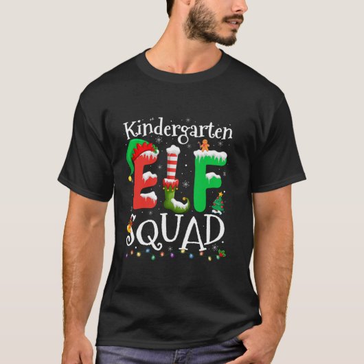 Weihnachtslehrer Kindergarten Elf Squad Xmas Ligh T-Shirt (Vorderseite)