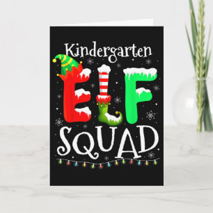 Weihnachtslehrer Kindergarten-Elfen-Trupp Lichter Karte