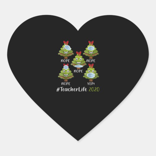 Weihnachtslehrer Leben 2020 Tree Wearing Maske Ges Herz-Aufkleber (Vorderseite)
