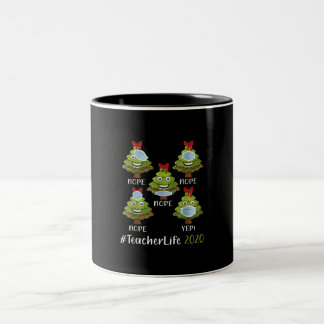 Weihnachtslehrer Leben 2020 Tree Wearing Maske Ges Zweifarbige Tasse