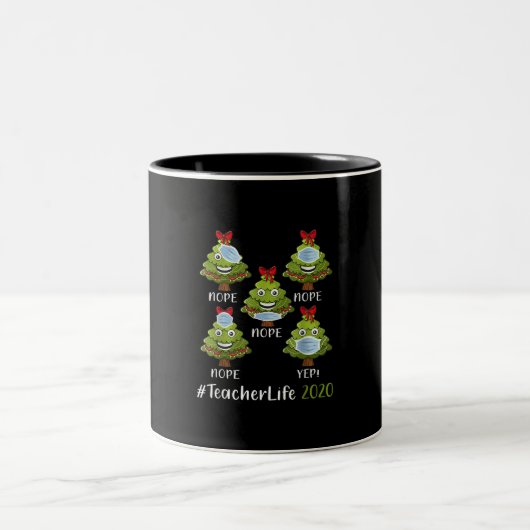 Weihnachtslehrer Leben 2020 Tree Wearing Maske Ges Zweifarbige Tasse (Mittel)
