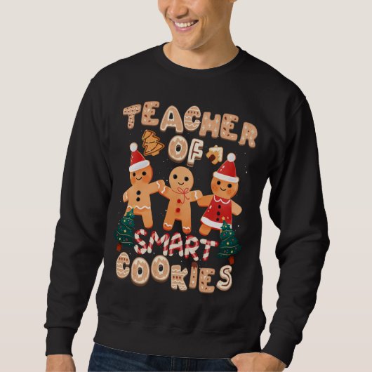 Weihnachtslehrer Niedlich Gingerbret Cookies Funny Sweatshirt (Vorderseite)