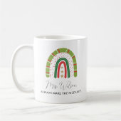 Weihnachtslehrer Rainbow Nice List Kaffeetasse (Links)