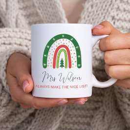 Weihnachtslehrer Rainbow Nice List Kaffeetasse