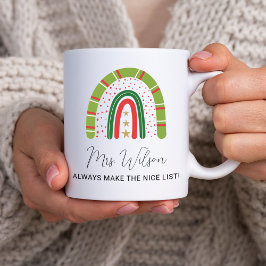 Weihnachtslehrer Rainbow Nice List Kaffeetasse
