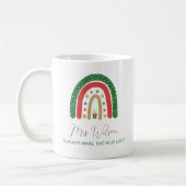 Weihnachtslehrer Rainbow Nice List Kaffeetasse (Links)