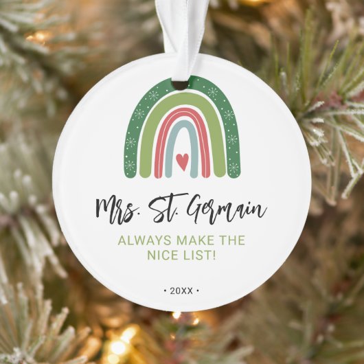 Weihnachtslehrer Rainbow Nice List Ornament (Baum)