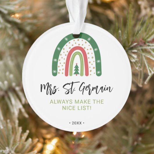 Weihnachtslehrer Rainbow Nice List Ornament (Baum)