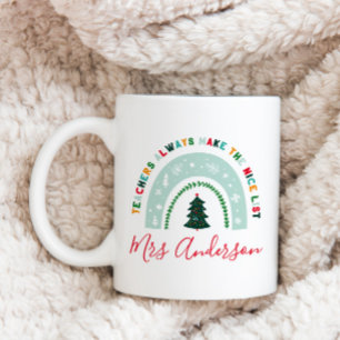 Weihnachtslehrer Regenbogen schöne Liste niedliche Kaffeetasse
