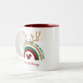 Weihnachtslehrer Regenbogen schöne Liste niedliche Zweifarbige Tasse (Vorderseite Links)