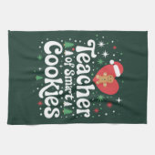 Weihnachtslehrer über intelligente Cookies Geschirrtuch (Horizontal)