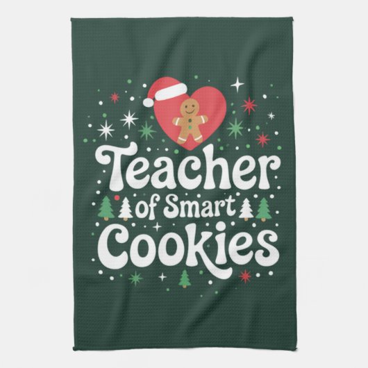 Weihnachtslehrer über intelligente Cookies Geschirrtuch (Vertikal)