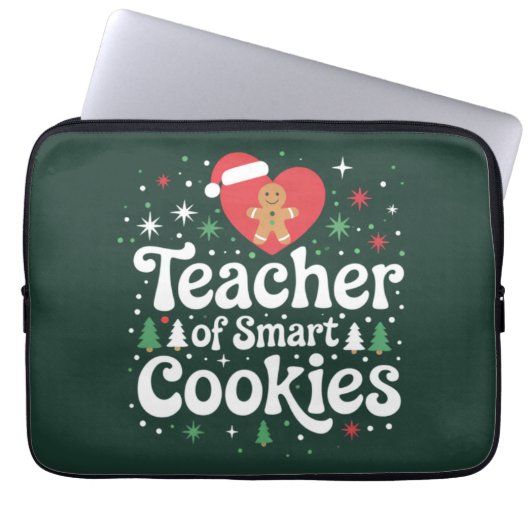 Weihnachtslehrer über intelligente Cookies Laptopschutzhülle (Vorderseite)