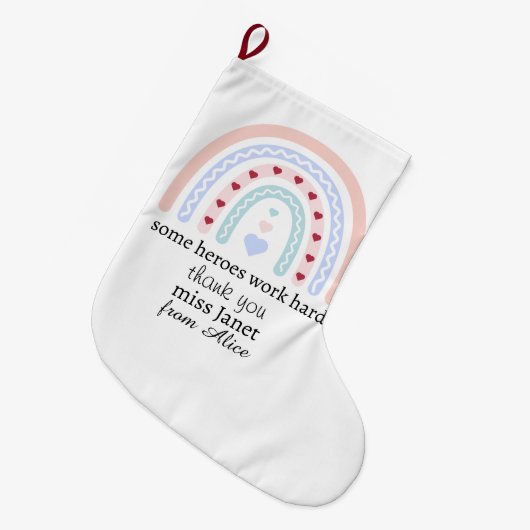 Weihnachtslehrer Vielen Dank für Ihr personalisier Großer Weihnachtsstrumpf (Vorderansicht (hängend))