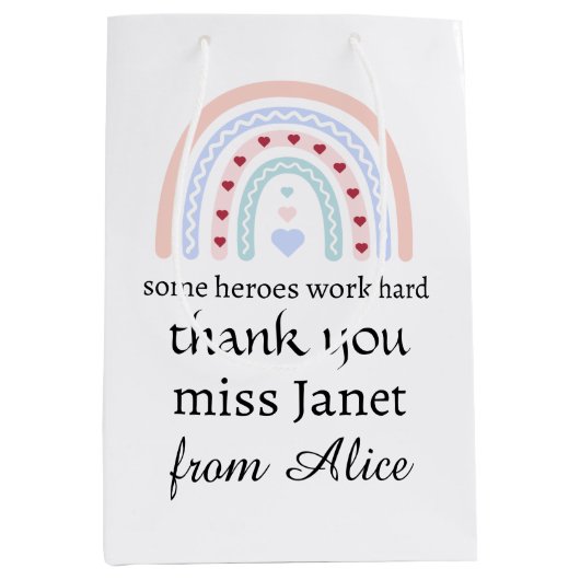 Weihnachtslehrer Vielen Dank für Ihr personalisier Mittlere Geschenktüte (Vorderseite)
