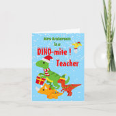 Weihnachtslehrer Wertschätzung Kinder Dinosaurier Dankeskarte (Vorderseite)