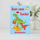Weihnachtslehrer Wertschätzung Kinder Dinosaurier Dankeskarte (Stehend Vorderseite)