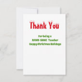 Weihnachtslehrer Wertschätzung Kinder Dinosaurier Dankeskarte (Rückseite)