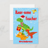 Weihnachtslehrer Wertschätzung Kinder Dinosaurier Dankeskarte (Vorne/Hinten)