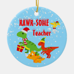 Weihnachtslehrer Wertschätzung Kinder Dinosaurier Keramik Ornament