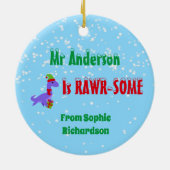 Weihnachtslehrer Wertschätzung Kinder Dinosaurier Keramik Ornament (Hinten)