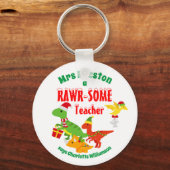 Weihnachtslehrer Wertschätzung Kinder Dinosaurier Schlüsselanhänger (Vorderseite)