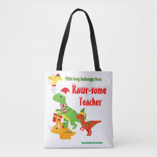 Weihnachtslehrer Wertschätzung Kinder Dinosaurier Tasche