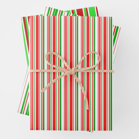 Weihnachtsleinen in Rot, Weiß, Grün Geschenkpapier Set (Beispiel)