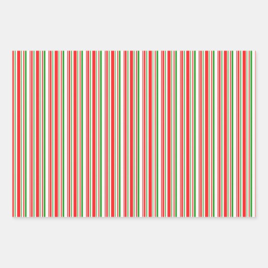 Weihnachtsleinen in Rot, Weiß, Grün Geschenkpapier Set (Vorderseite)