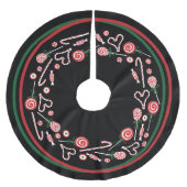 Weihnachtsleinen und Bonbons Polyester Weihnachtsbaumdecke (Vorderseite)