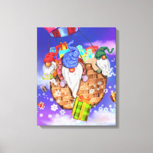Weihnachtsleinwand-Druck Gnome Fliegen Schenkt Ges Leinwanddruck