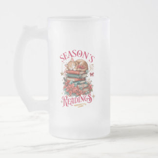 Weihnachtslektüre Kuschel-Kätzchen Mattglas Bierglas