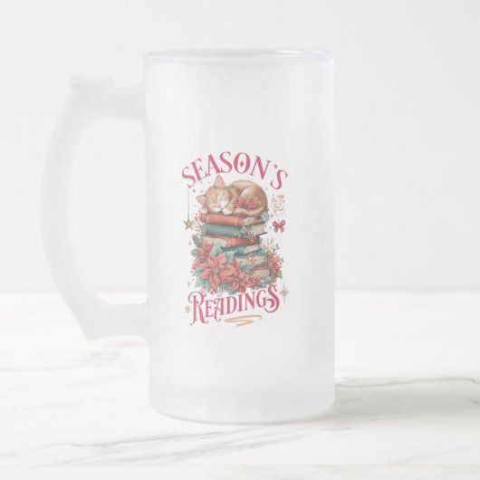 Weihnachtslektüre Kuschel-Kätzchen Mattglas Bierglas (Links)