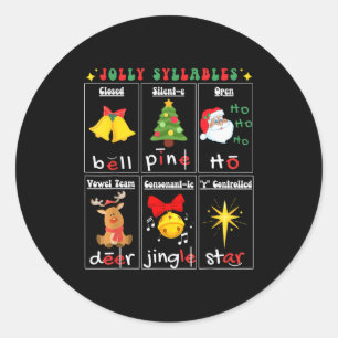 Weihnachtslektüre Lehrer Silbentypen Phonemisch Runder Aufkleber