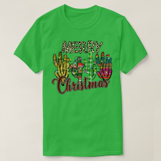 Weihnachtsleopard Lights Cactus Santa Lover Xmas T-Shirt (Design vorne)