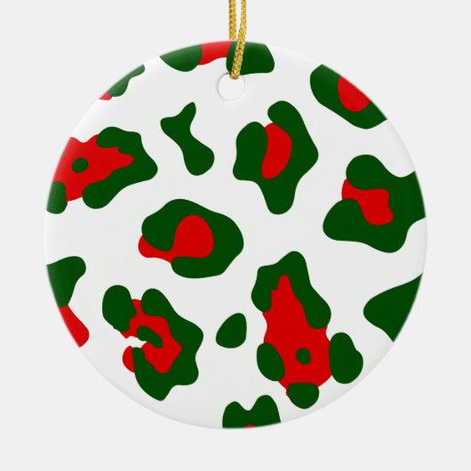 Weihnachtsleoparddruck Keramik Ornament (Vorne)