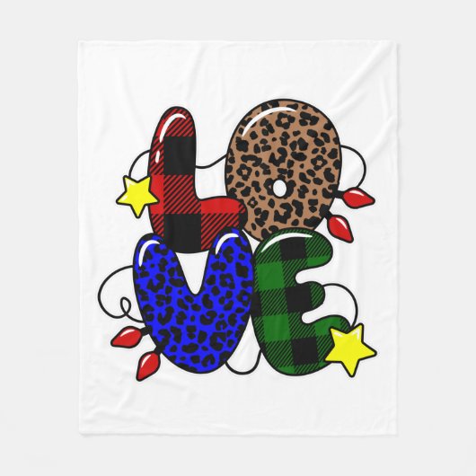 Weihnachtsleoparden-Liebe Fleecedecke (Vorderseite)