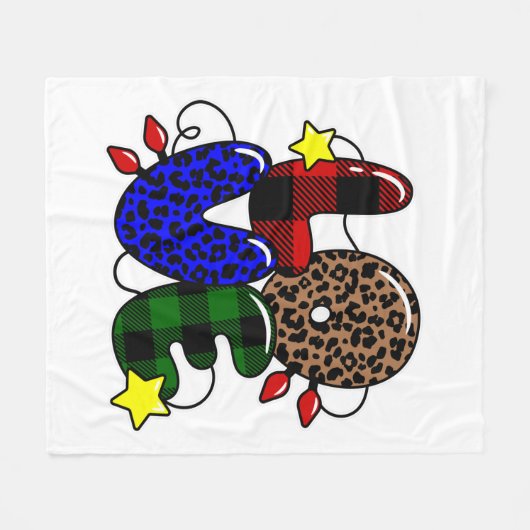 Weihnachtsleoparden-Liebe Fleecedecke (Vorderseite (Horizontal))