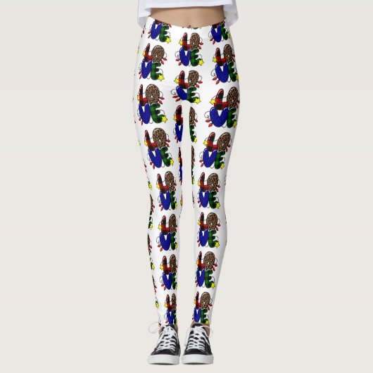 Weihnachtsleoparden-Liebe Leggings (Vorderseite)