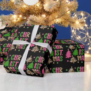 Weihnachtsleoparden Tree Preppy Merry & Bright Geschenkpapier